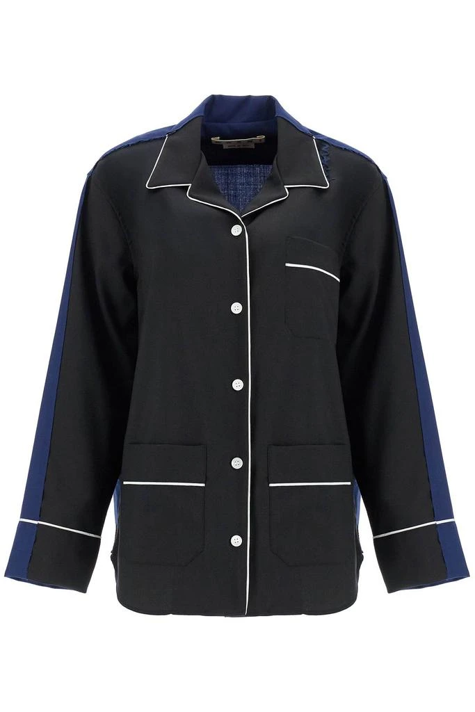Marni black wool shirt with white stitching 1