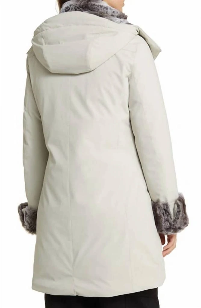 Save The Duck Samantha Hooded Parka Faux Fur Trim In Rainy Beige 10034 3