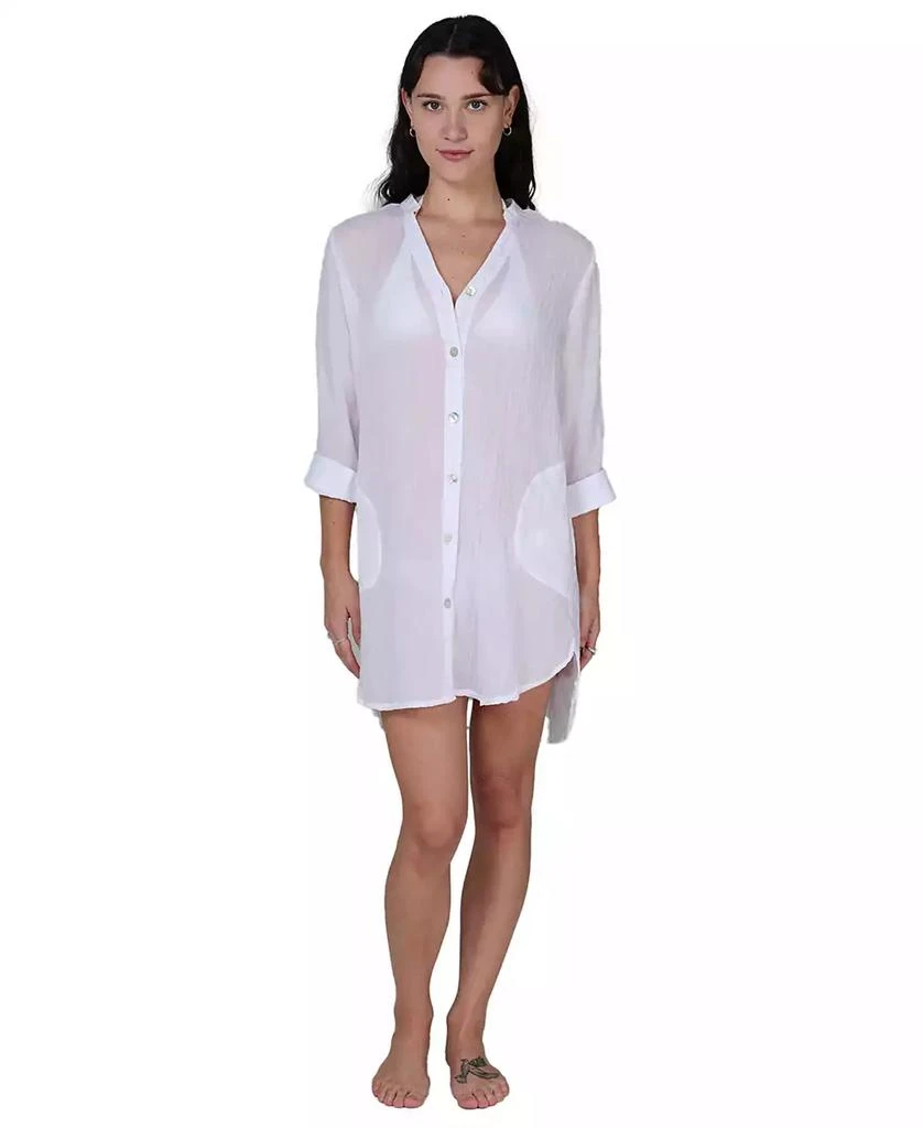 J Valdi Women's Button-Down Swim Shirt 1