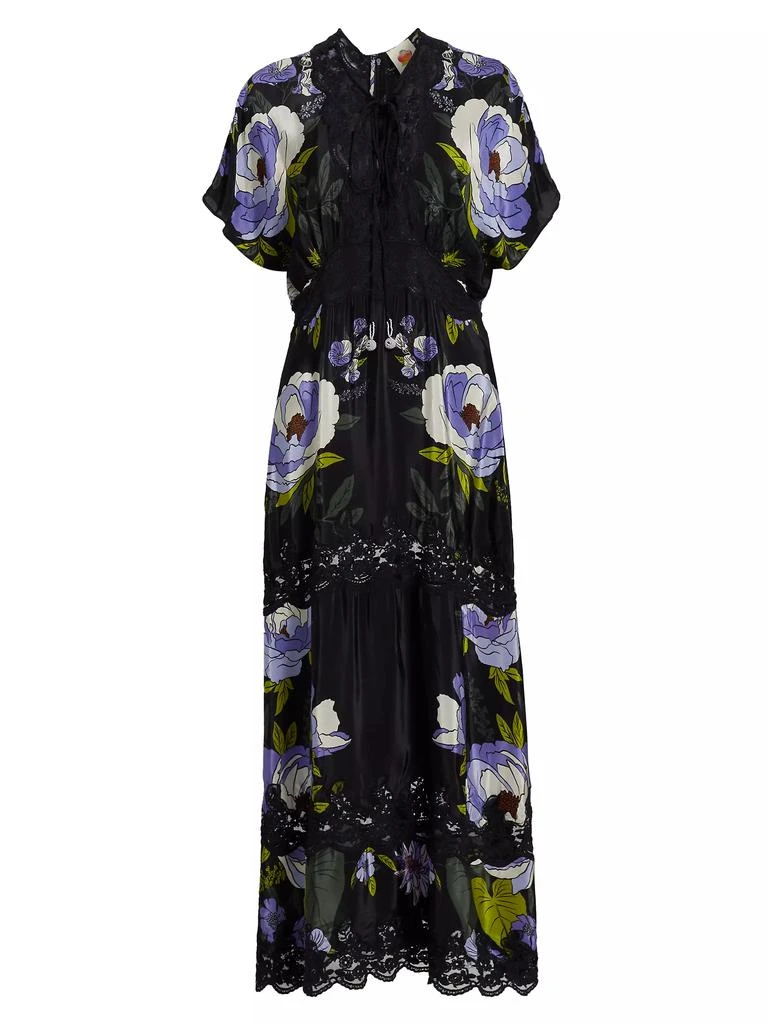 Farm Rio Soft Garden Laces Short-Sleeve Maxi Dress 1