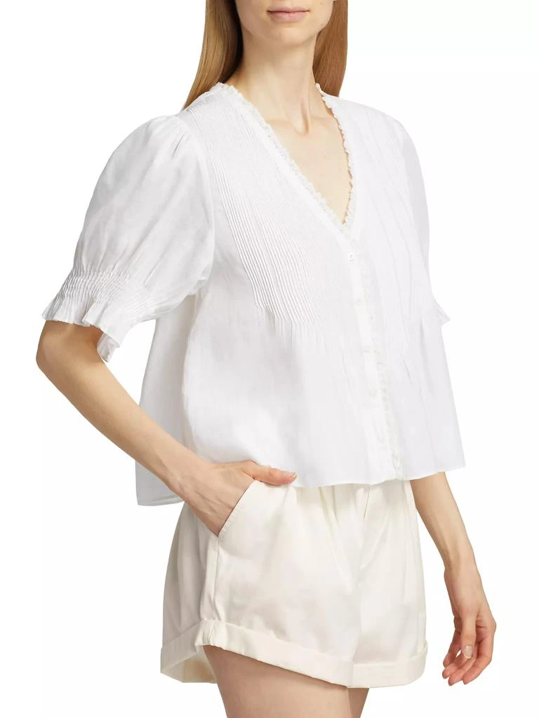 DÔEN Karlie Pleated Lace-Trim Top 4