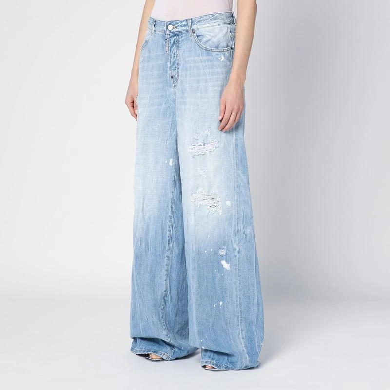 Dsquared2 Light blue palazzo jeans with tears 3