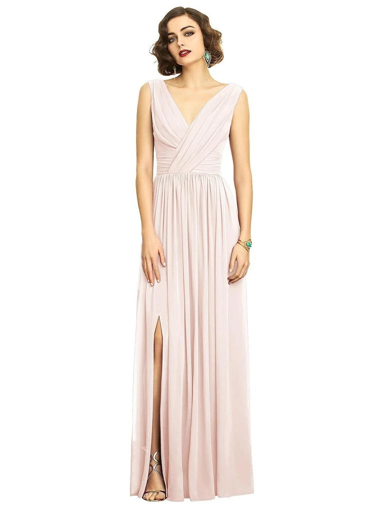 Dessy Collection Sleeveless Draped Chiffon Maxi Dress with Front Slit 4