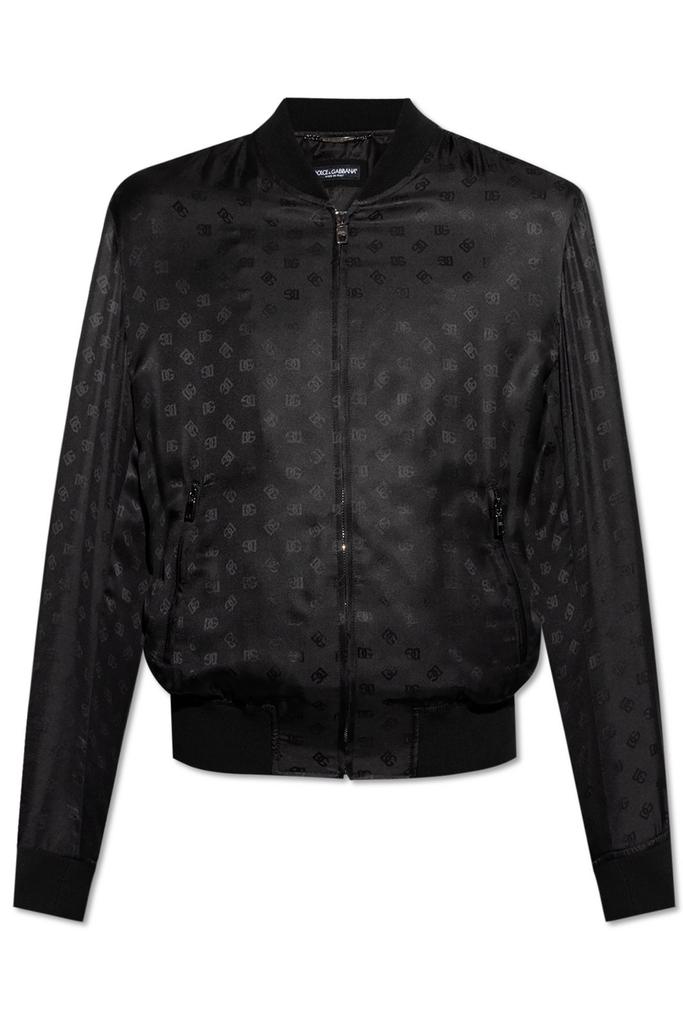 Shop Dolce & Gabbana Logo Jacquard Zipped Bomber Jacket on Sale at
