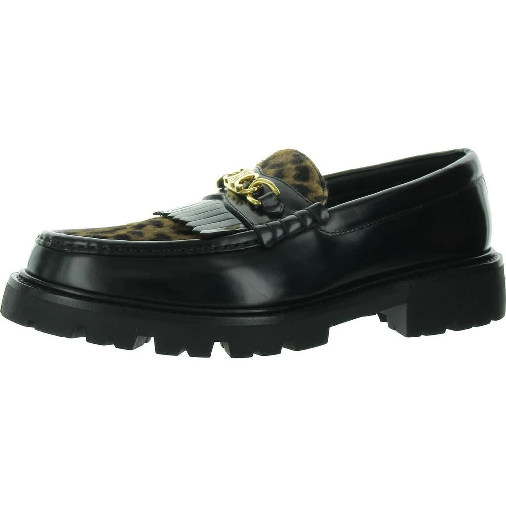 Celine Margaret Womens Patent Leather Faux Fur Loafers 1