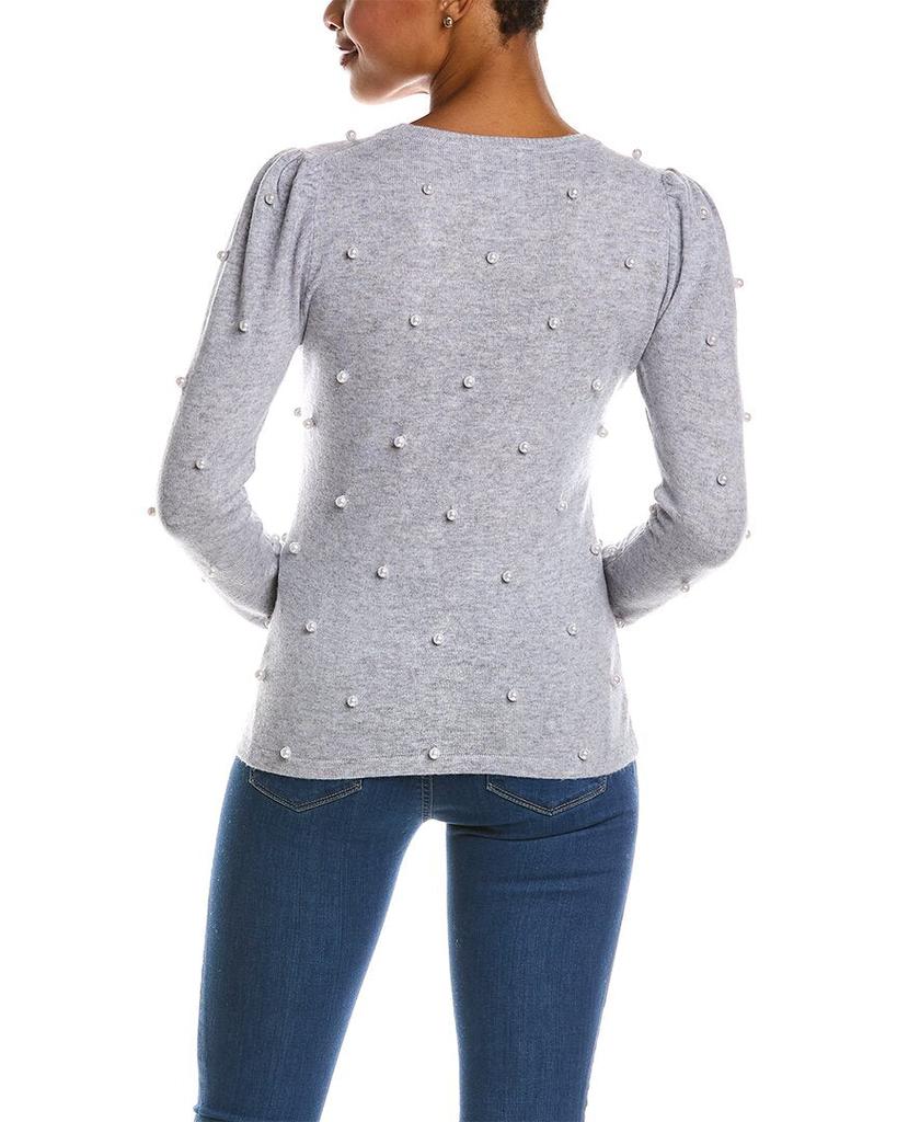 Qi Cashmere Pearl Embellished Wool & Cashmere-Blend Sweater