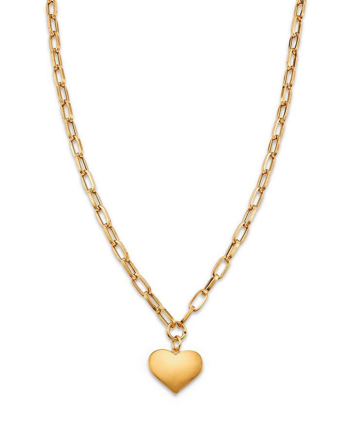 Bloomingdale's Fine Collection Bloomingdale's Polished Electroform Heart Pendant Necklace in 14K Yellow Gold, 17"