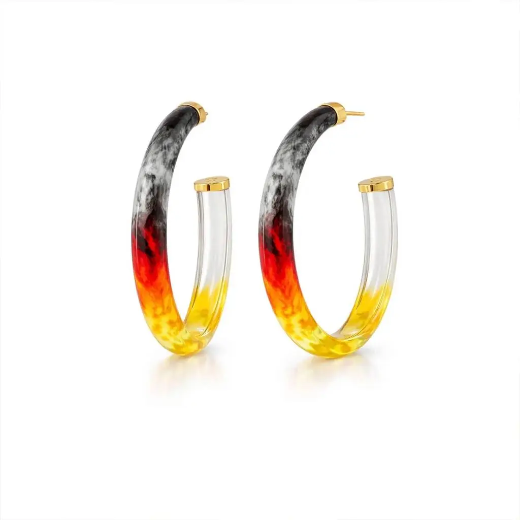 Gold & Honey Gold & Honey - Women's Game Day Xl Oval Tie Dye Lucite Hoop Earrings