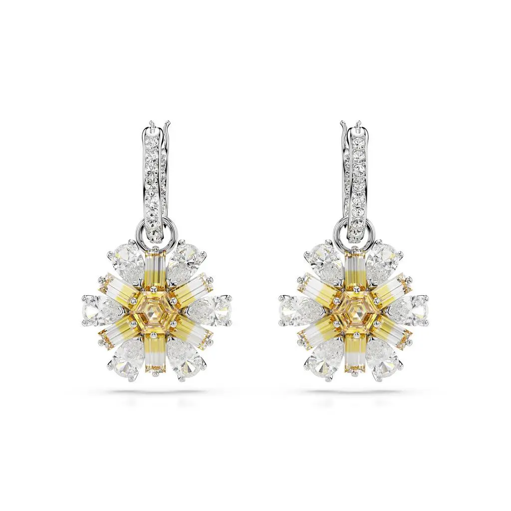 Swarovski Idyllia drop earrings flower yellow rhodium plated 2