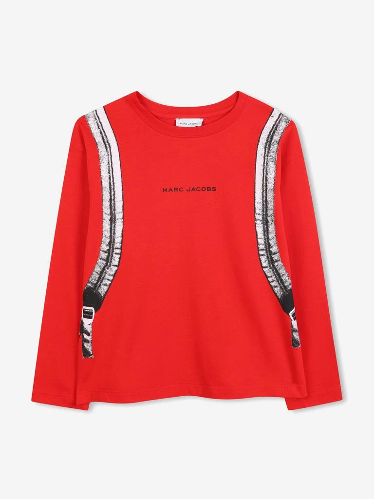 Marc Jacobs MARC JACOBS Boys Long Sleeve Backpack Print T-Shirt in Red