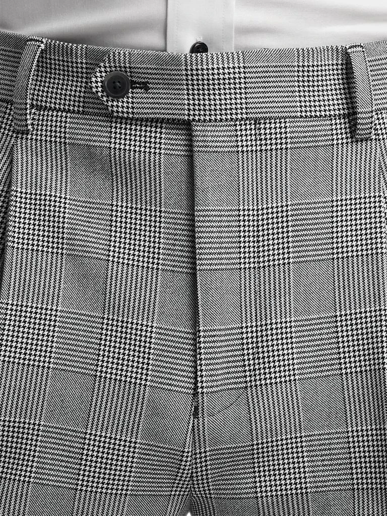Paul Fredrick Black/white Plaid Houndstooth Single Pleat Suit Pants 4