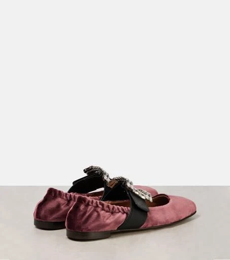 Dolce 
Gabbana Embellished leather-trimmed velvet flats 2