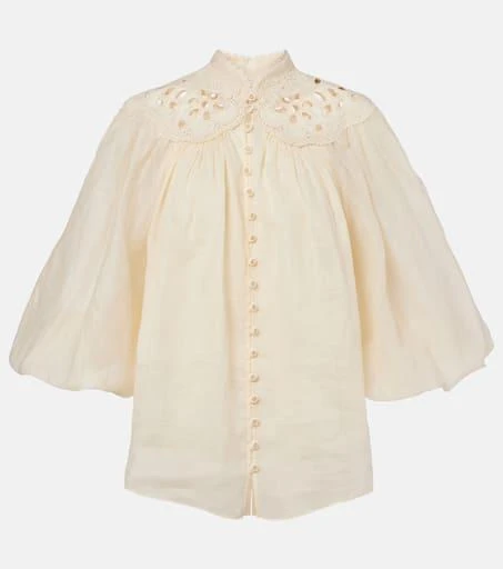 Zimmermann Coco embroidered ramie blouse 1