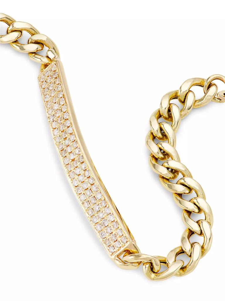 Zoë Chicco Identity 14K Yellow Gold & 0.41 TCW Pavé Diamond Medium Hollow Curb Chain Id Bracelet 4