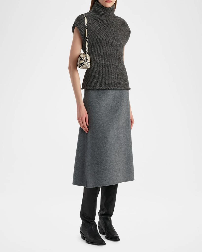 chinese dress ladies Women's Mina A-Line High Waist Linen Cotton Midi Skirt S/M/L/Customize Blue Grey Mean Blvd Blue Grey / M main image 0