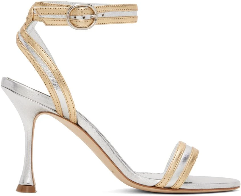 Manolo Blahnik Silver & Gold Chongasa Heeled Sandals 1