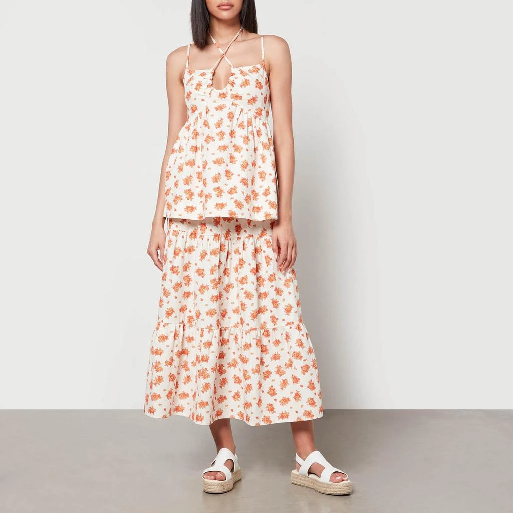 Aligne Aligne Horti Cutout Floral-Print Poplin Top 3