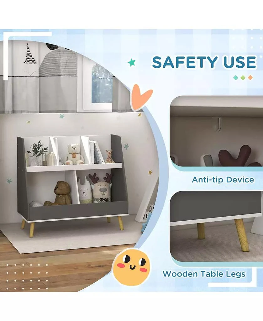 HONGGE 2 Tier Kids Bookcase with Toy Storage Compartments 6