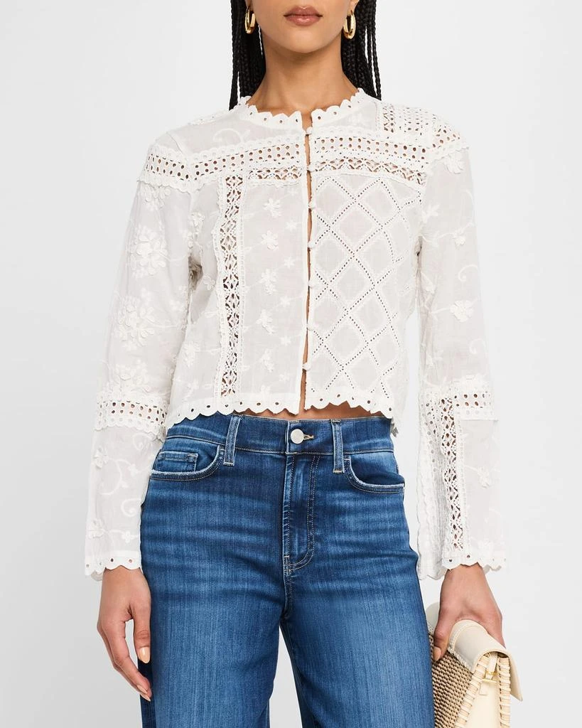 Johnny Was Calista Cropped Lace-Inset Jacket 4