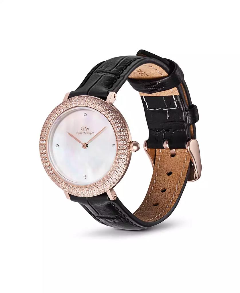 Daniel Wellington Women's Analog Black Leather Watch, 32mm