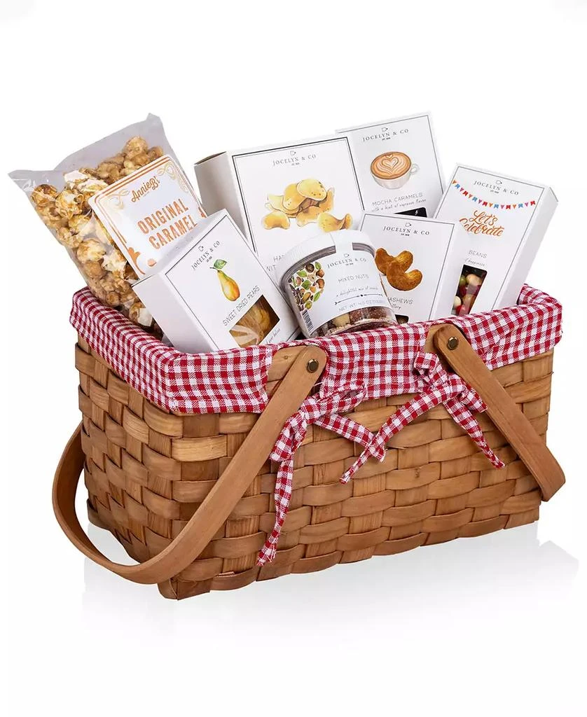 Picnic Time Farmhouse Basket with Gourmet Gift Pack, 7 Piece