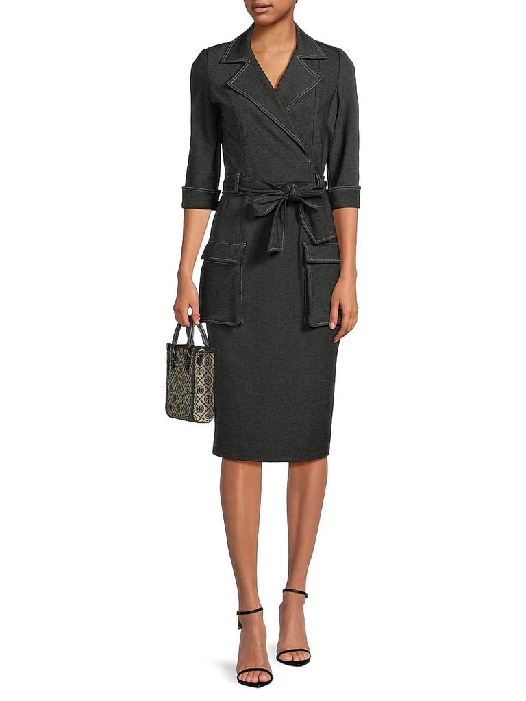 Black Halo Iria Stretch-Denim Self-Tie Midi-Dress 2