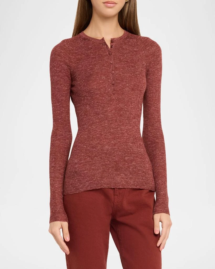 Gabriela Hearst Anges Cashmere Rib Henley Sweater 4