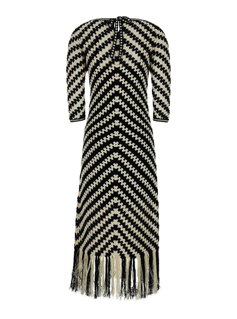 Zimmermann Midi Black And White Dress With Chevron Motif In Crochet Woman 2