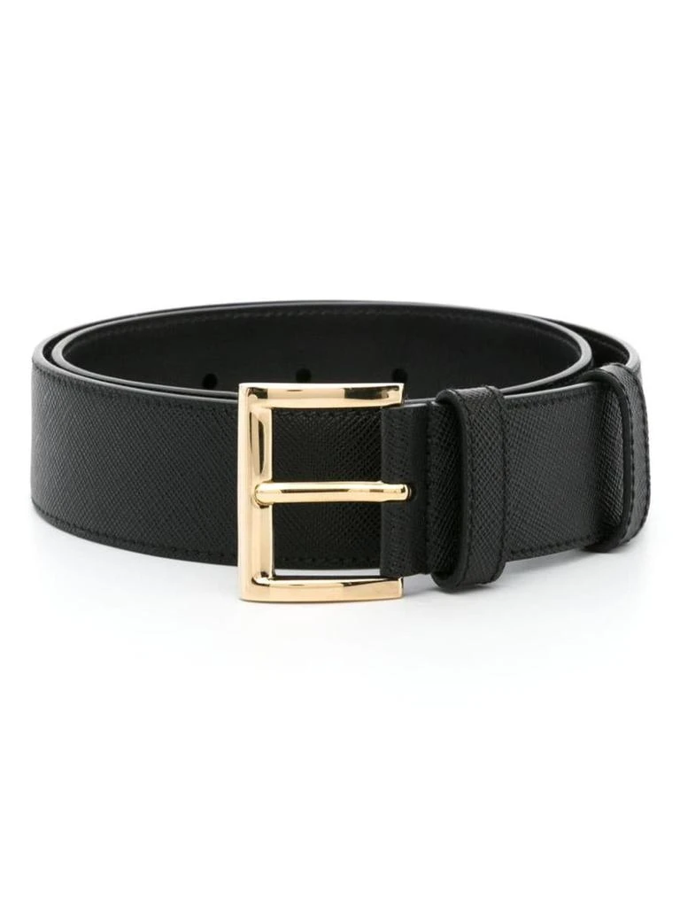 PRADA LOGO PLAQUE BELT Logo leather belt in black - Prada | Mytheresa main image 4