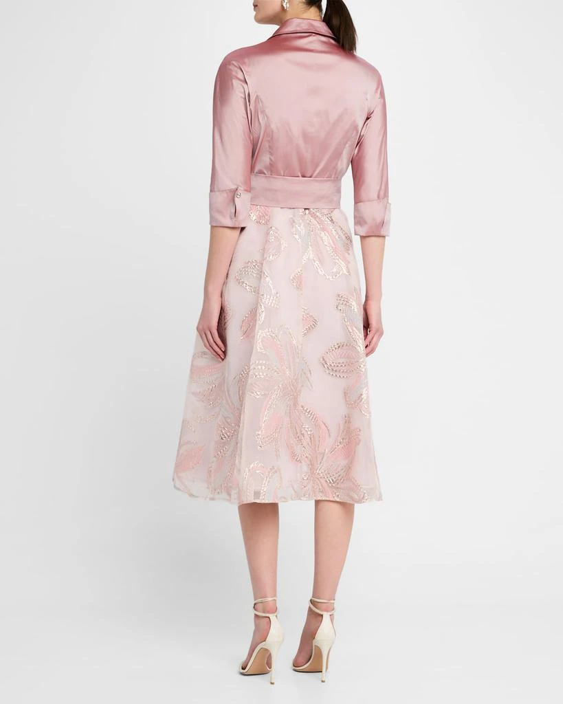Teri Jon Taffeta & Organza Jacquard Midi Shirtdress 3