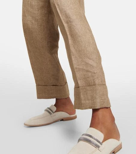 Brunello Cucinelli Mid-rise tapered linen pants 5