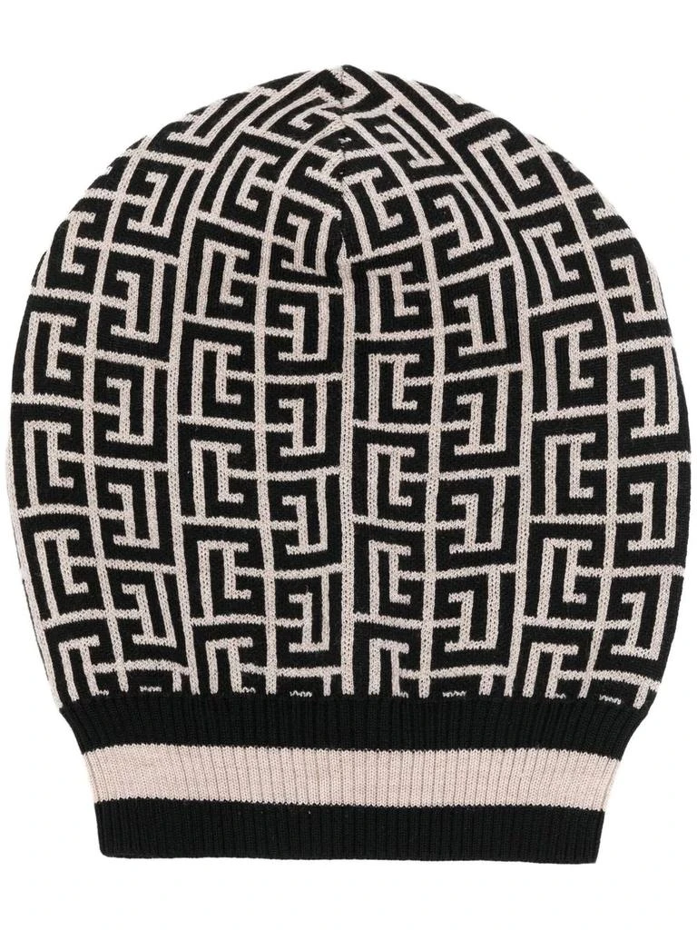 Balmain monogram merino beanie - men -  -  - Neutrals from Farfetch