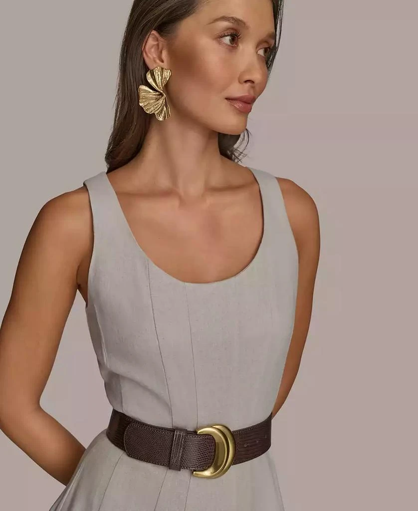 Donna Karan Women's Scoop-Neck Belted Midi Dress 4