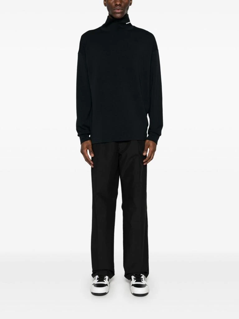 Emporio Armani BLACK JERSEY MOCK NECK SWEATER 4