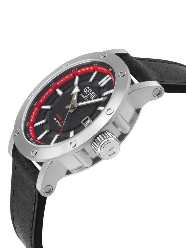 Gevril ​Flatiron Stainless Steel 
Leather-Strap Watch/42MM 3