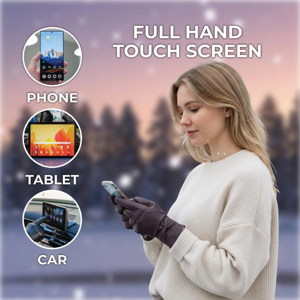 Infinity Leather Womens Purple Italian Leather Soft Wool Lining Winter Bow Design Driving Gloves 4