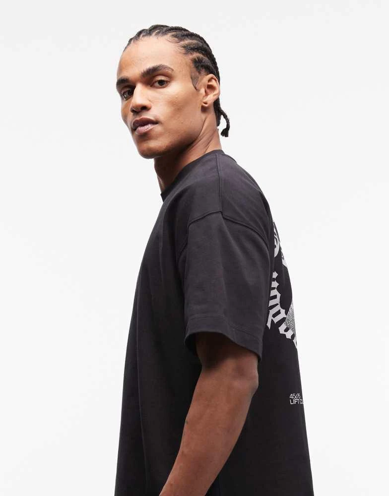 4505 4505 heavyweight cotton oversized t-shirt with back graphic and quick dry finish in black 4