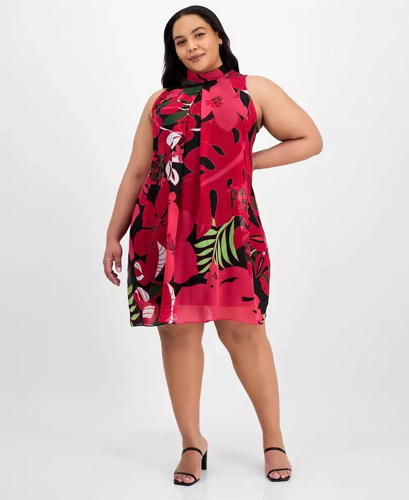 Robbie Bee Plus Size Bow-Back Printed Trapeze Dress 1