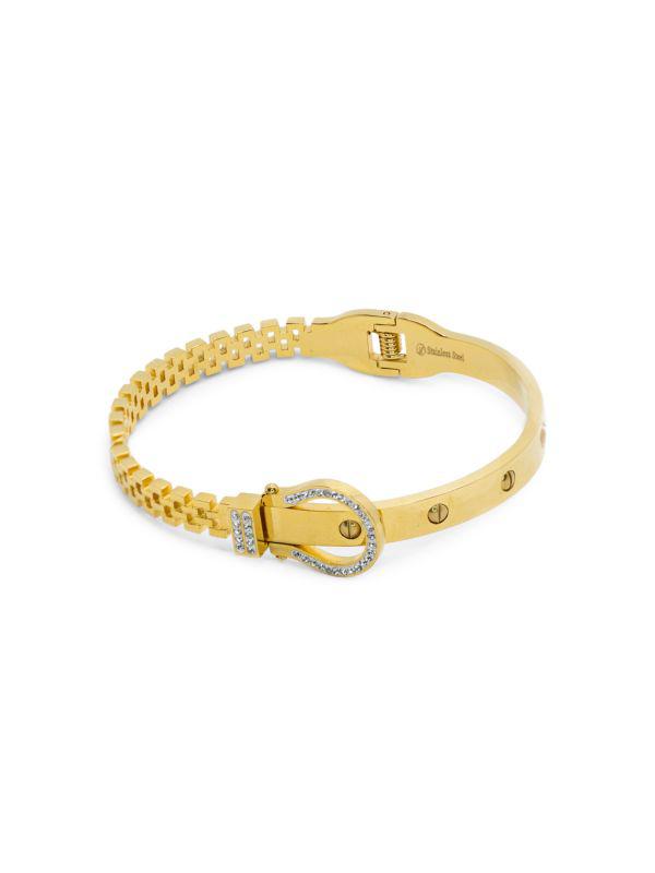 Jean Claude Goldtone Stainless Steel & Crystal Belt Bracelet