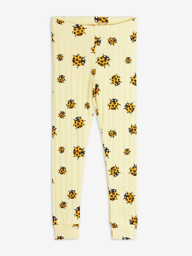 Mini Rodini Girls Ladybugs AOP Leggings in Yellow 1