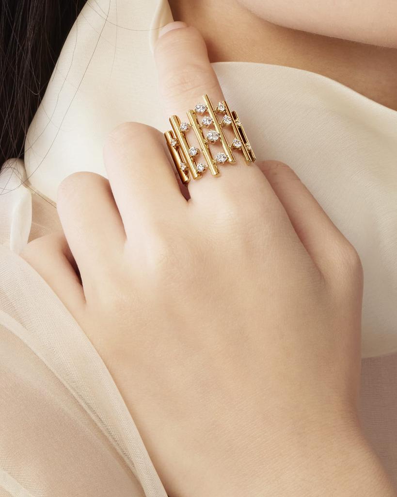 Hearts On Fire 18K Yellow Gold Barre Multi-Row Diamond Ring