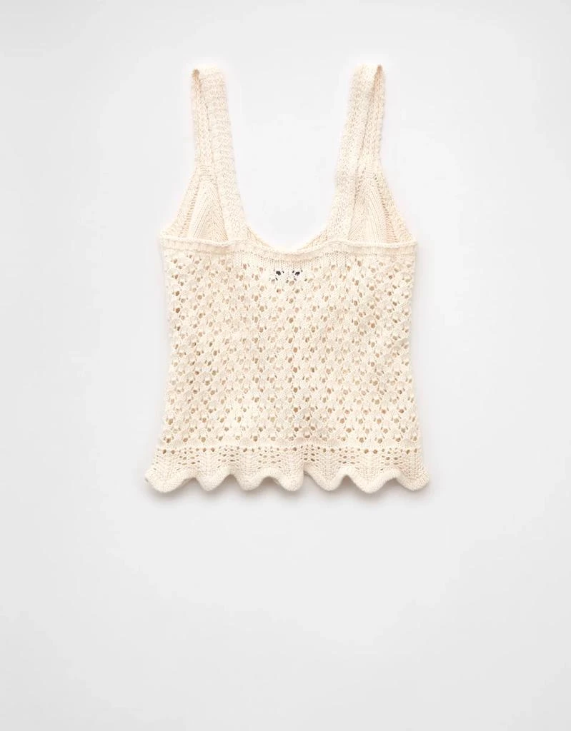 AE AE V-Neck Pointelle Scalloped Crochet Tank Top 4