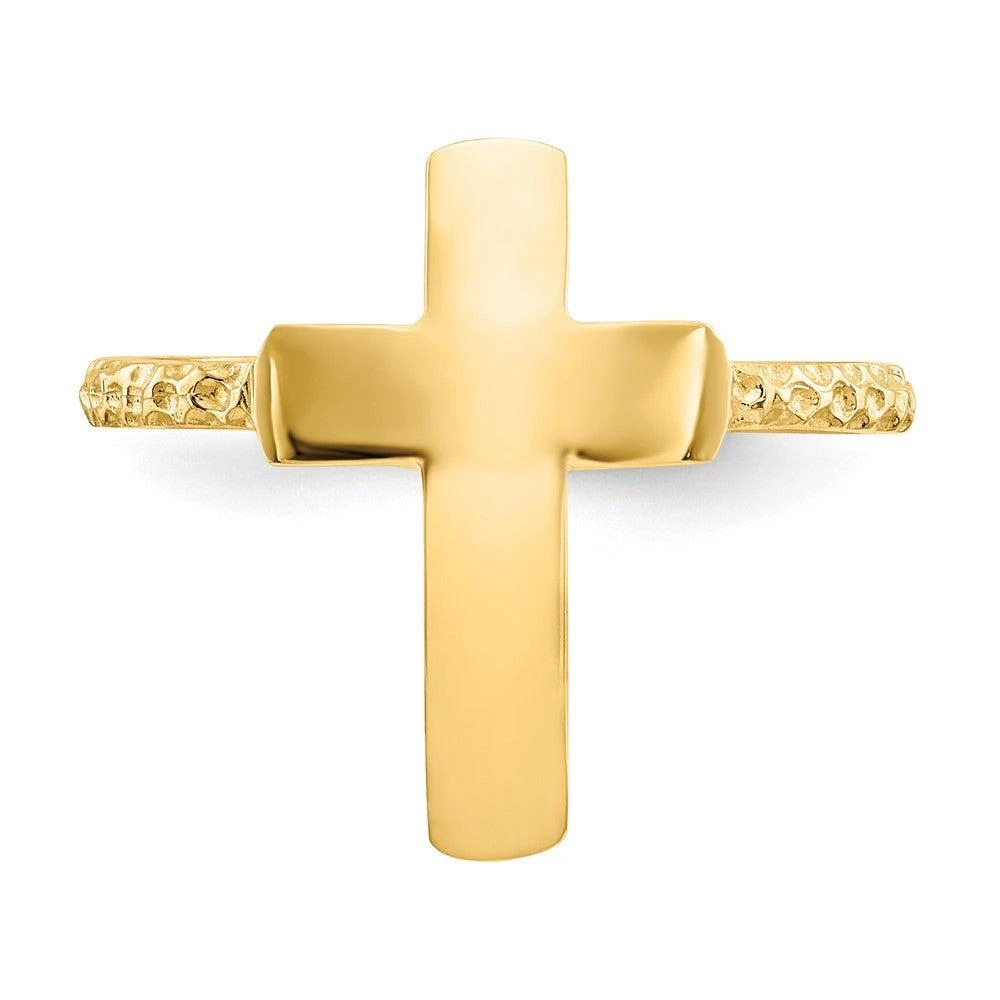 Diamond2Deal 14k Yellow Gold Polished Textured Cross Ring 5