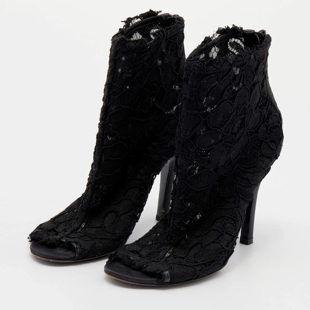 Dolce & Gabbana Dolce & Gabbana Black Lace Peep Toe Booties Size 36 2