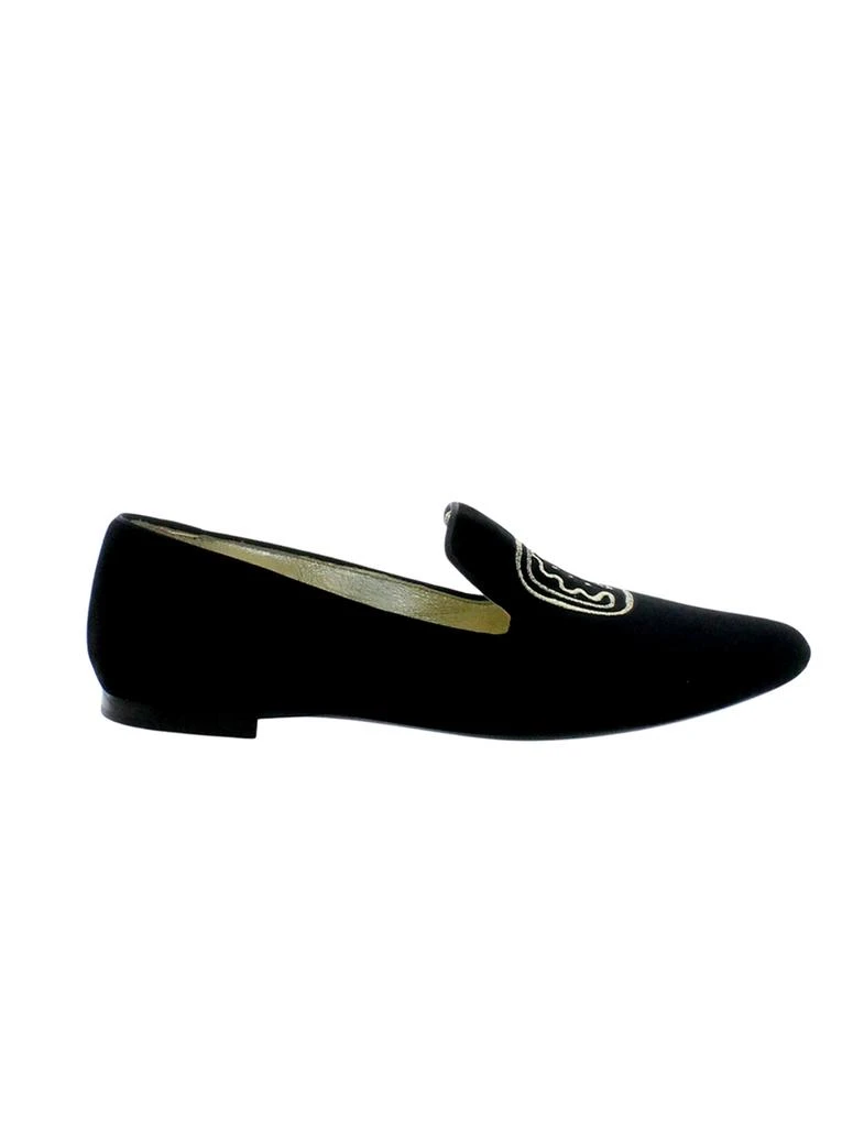 INES DE LA FRESSANGE Black velvet embroidered loafers 1