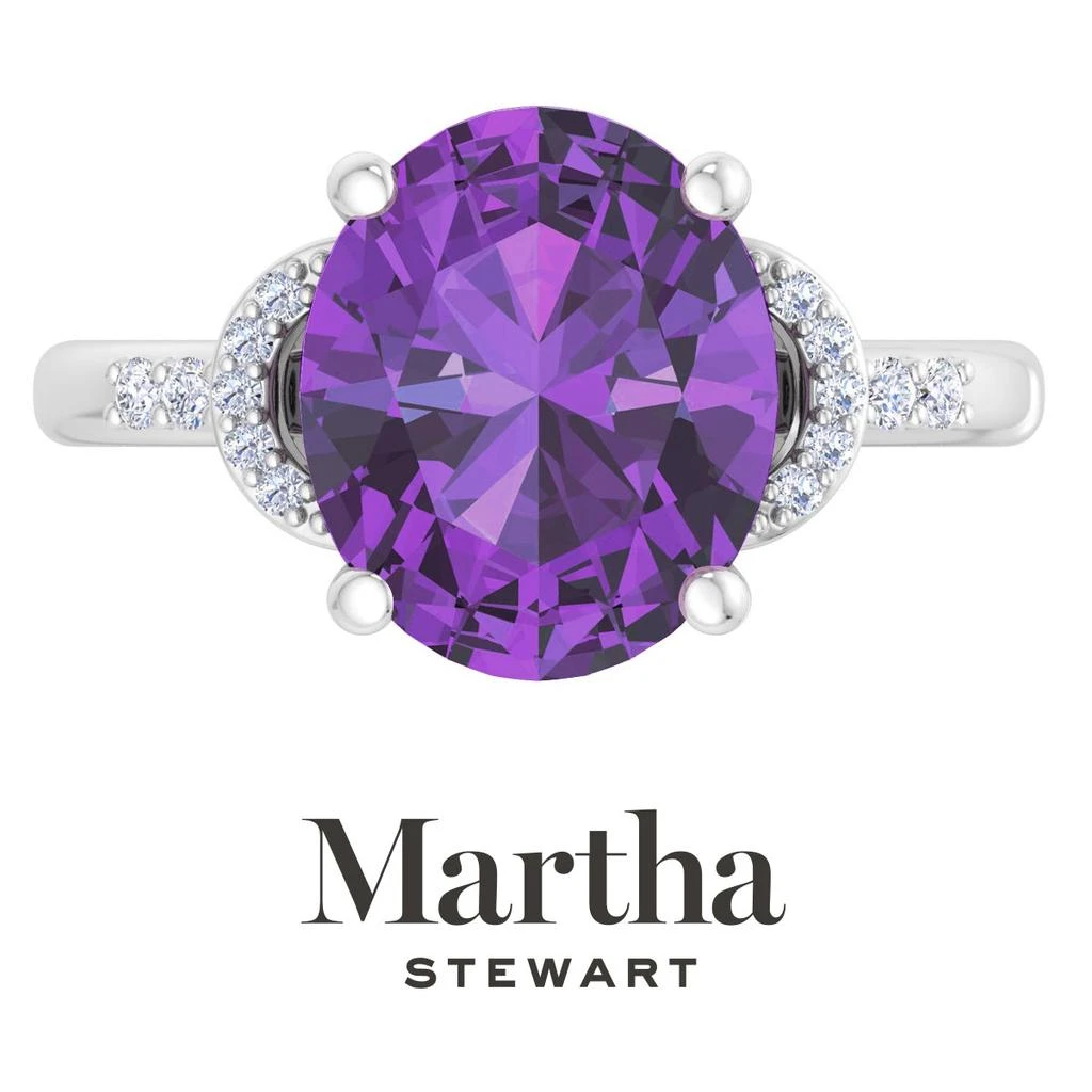 Martha Stewart 4 1/2 Carat Oval Shape Gemstone Ring with Lab Grown Diamonds in Sterling Silver, Choose Your Gemstone 9