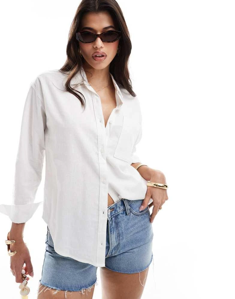 HOLLISTER Hollister oversized linen shirt in white 1