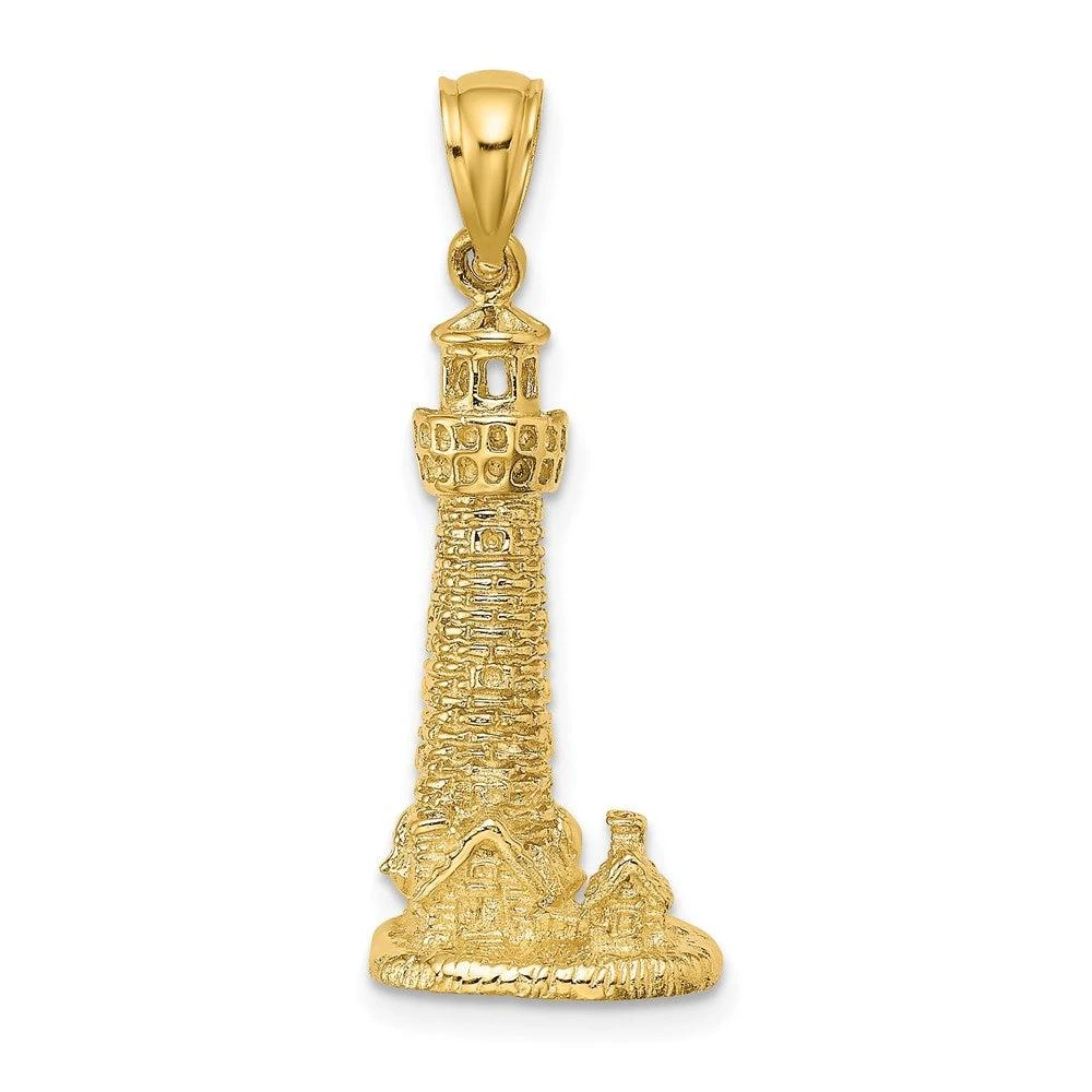 Diamond2Deal 14k Yellow Gold 2-D Assateague Isl Lighthouse, Va Charm 1