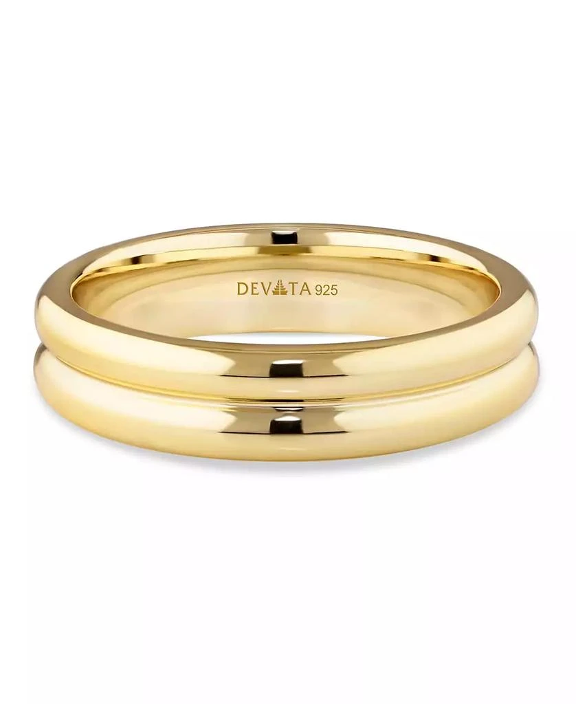 DEVATA Lined Band Ring in Gold Plated Sterling Silver, Size 9