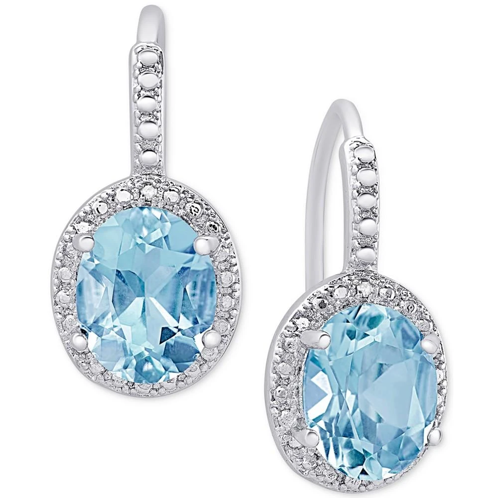 Macy's Blue Topaz (6-3/8 ct. t.w.) and Diamond Accent Drop Earrings in Sterling Silver 1